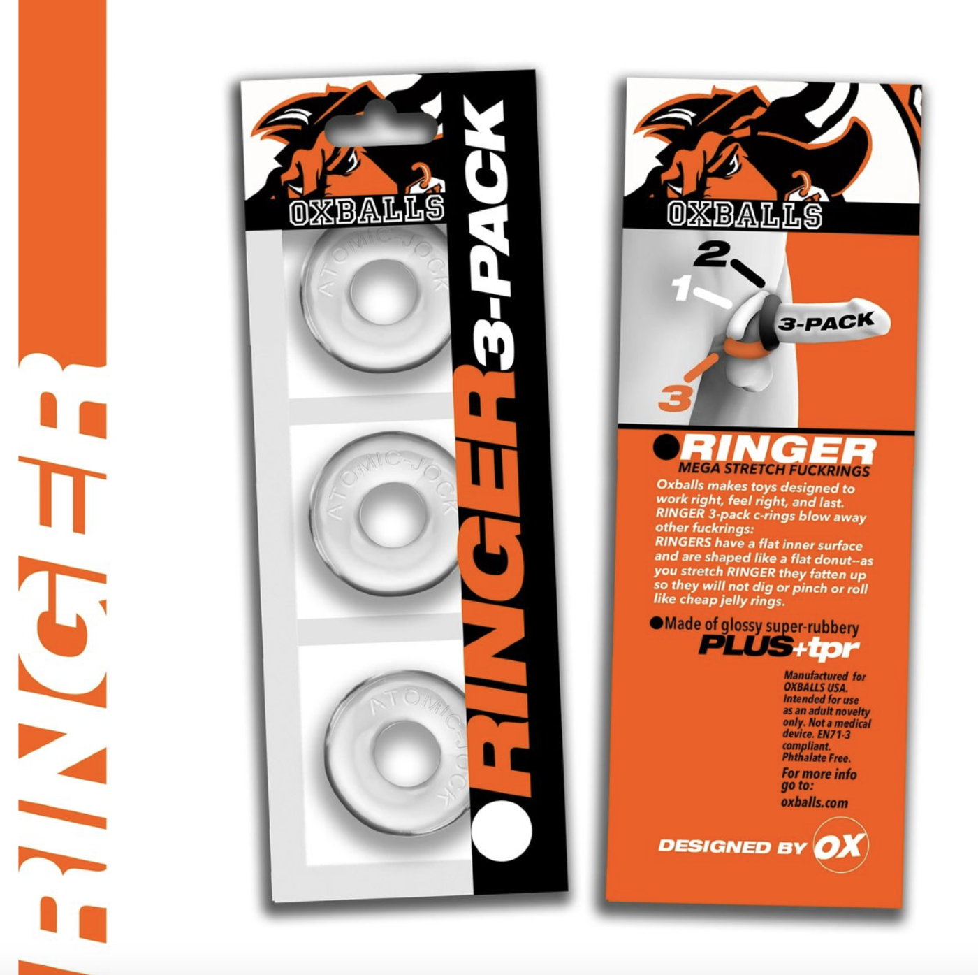 Oxballs Ringer Stretchy Cock Ring Set Clear (3 Pack)