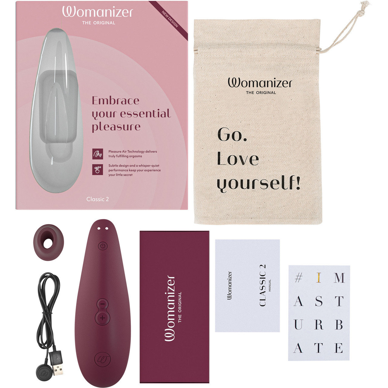Womanizer Classic 2 Rechargeable Clitoral Suction Stimulator Bordeaux
