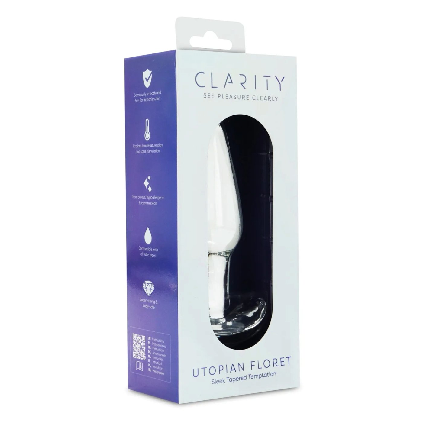 Clarity Utopian Floret Tapered Glass Butt Plug 5 Inch