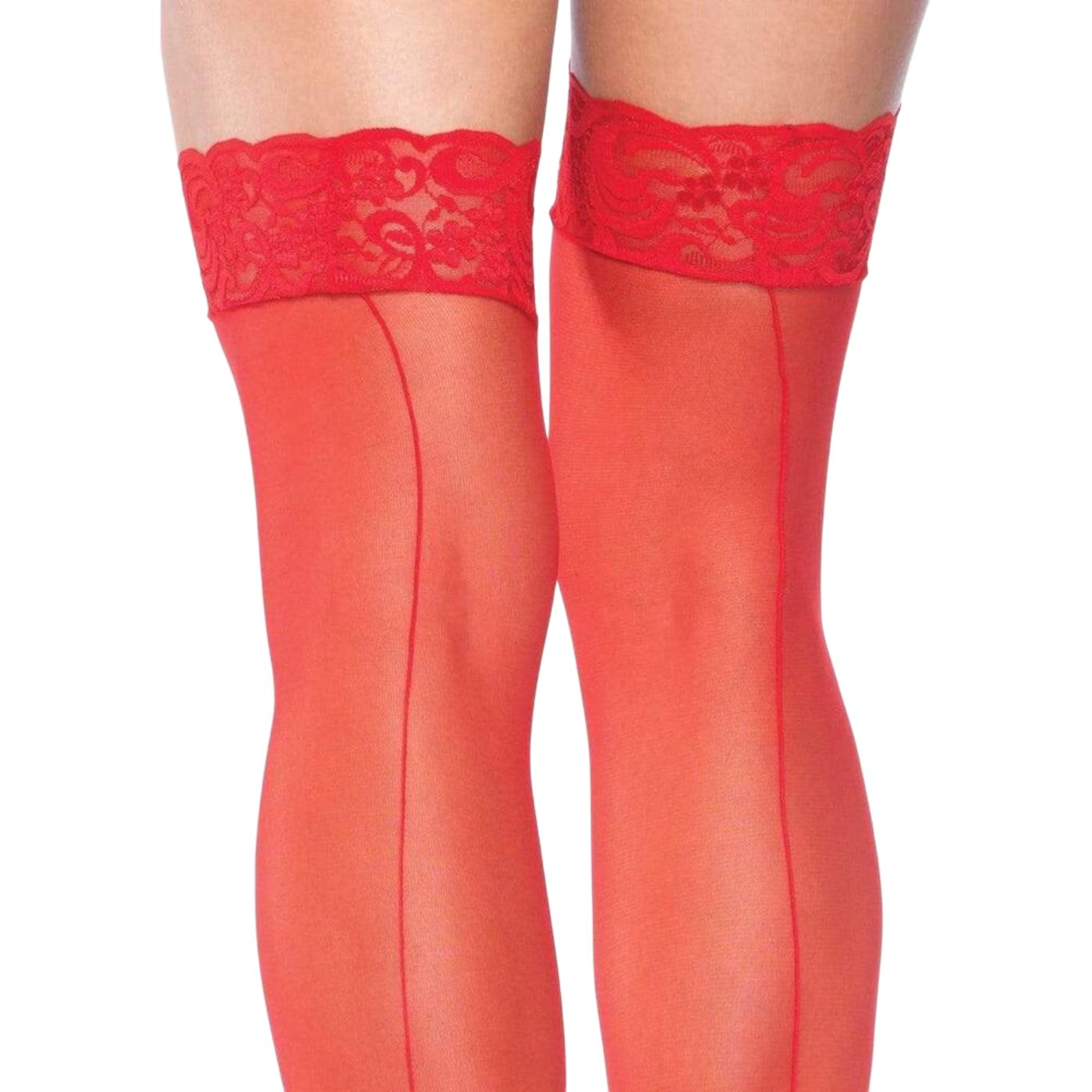 Leg Avenue Sheer Stockings With Backseam Red