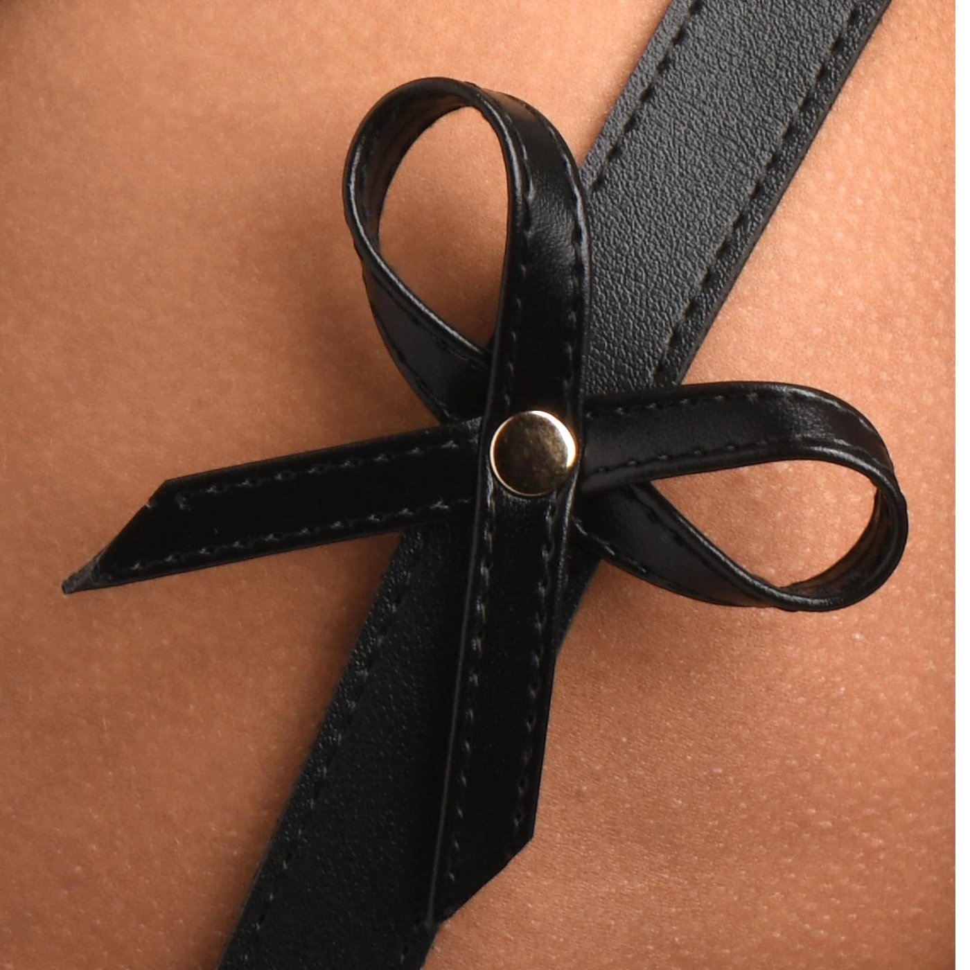 Strict Bondage Harness with Bows and Wrist Cuffs Black