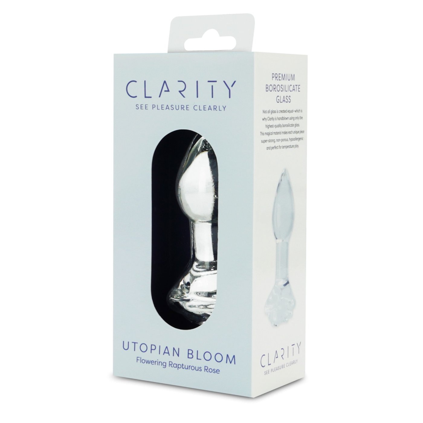 Clarity Utopian Bloom Small Glass Butt Plug with Rose Base