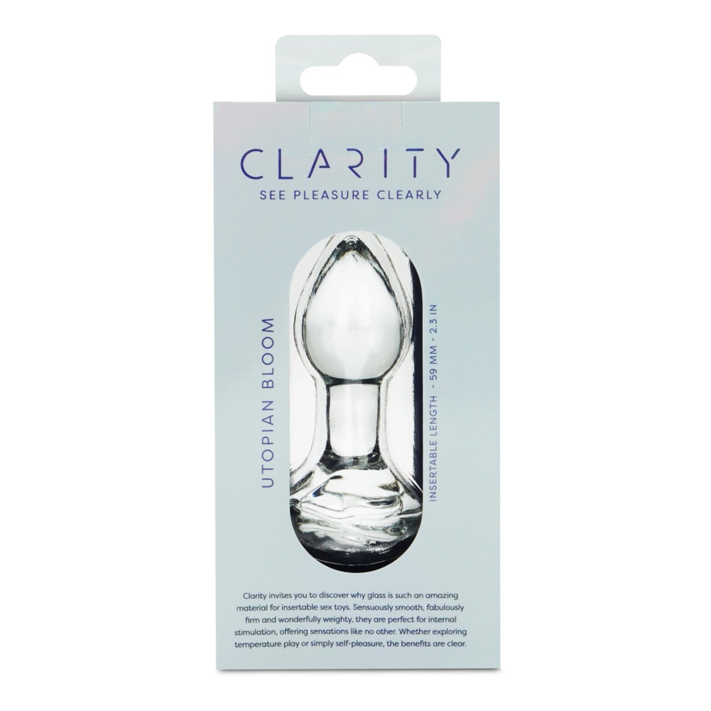 Clarity Utopian Bloom Small Glass Butt Plug with Rose Base