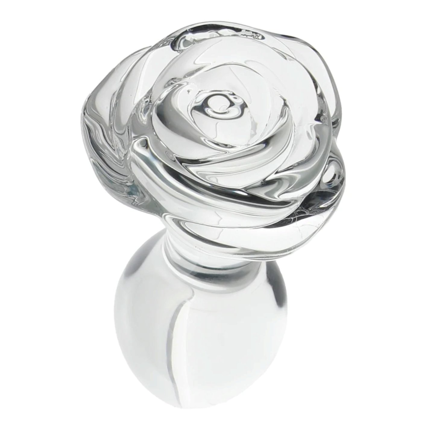 Clarity Utopian Bloom Small Glass Butt Plug with Rose Base