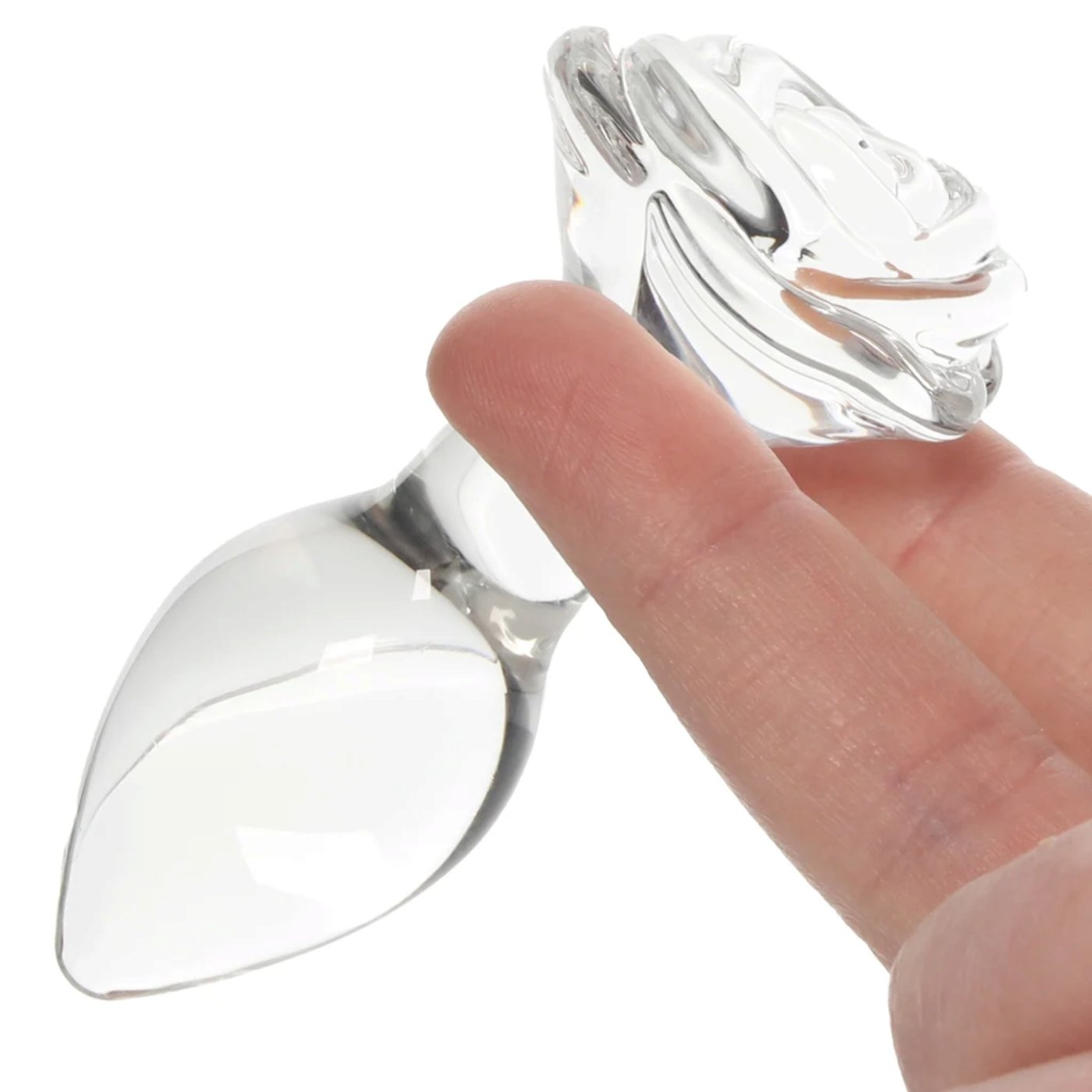 Clarity Utopian Bloom Small Glass Butt Plug with Rose Base