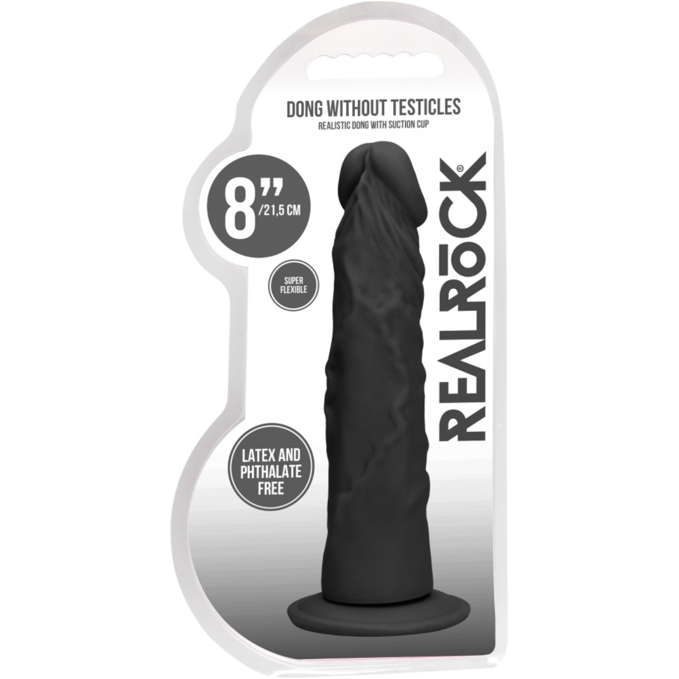 RealRock Realistic Dildo with Suction Cup Black 8 Inch