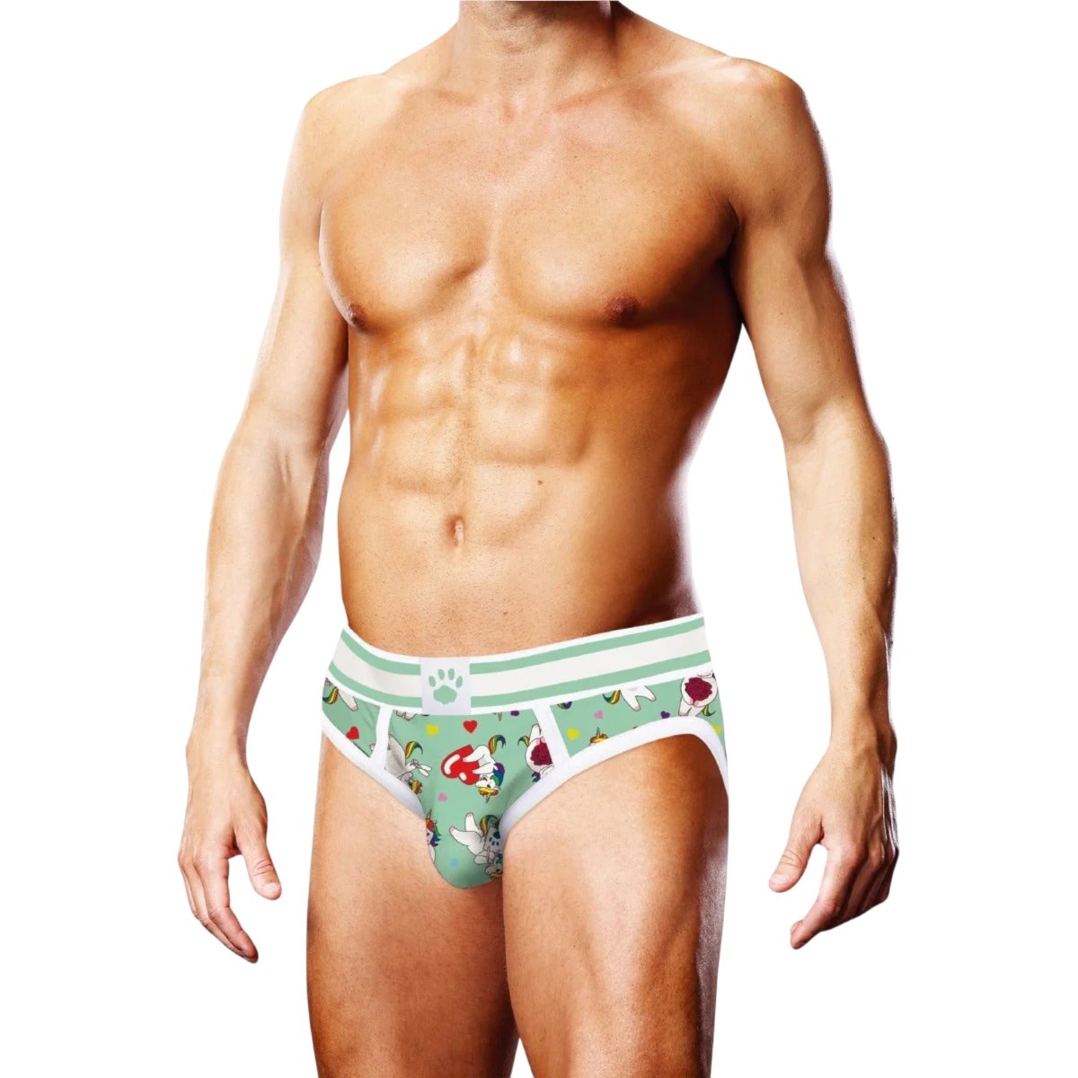 Prowler Unicorn Hearts Brief Green &amp; White, XS