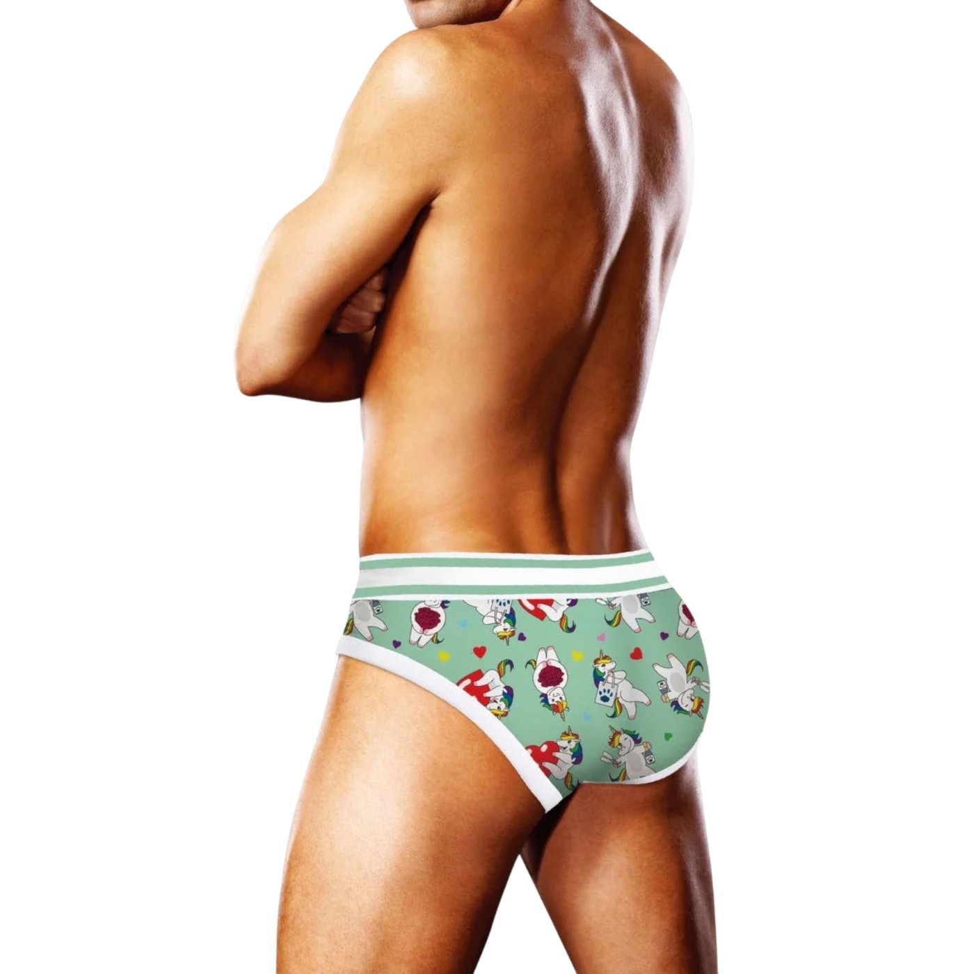 Prowler Unicorn Hearts Brief Green & White