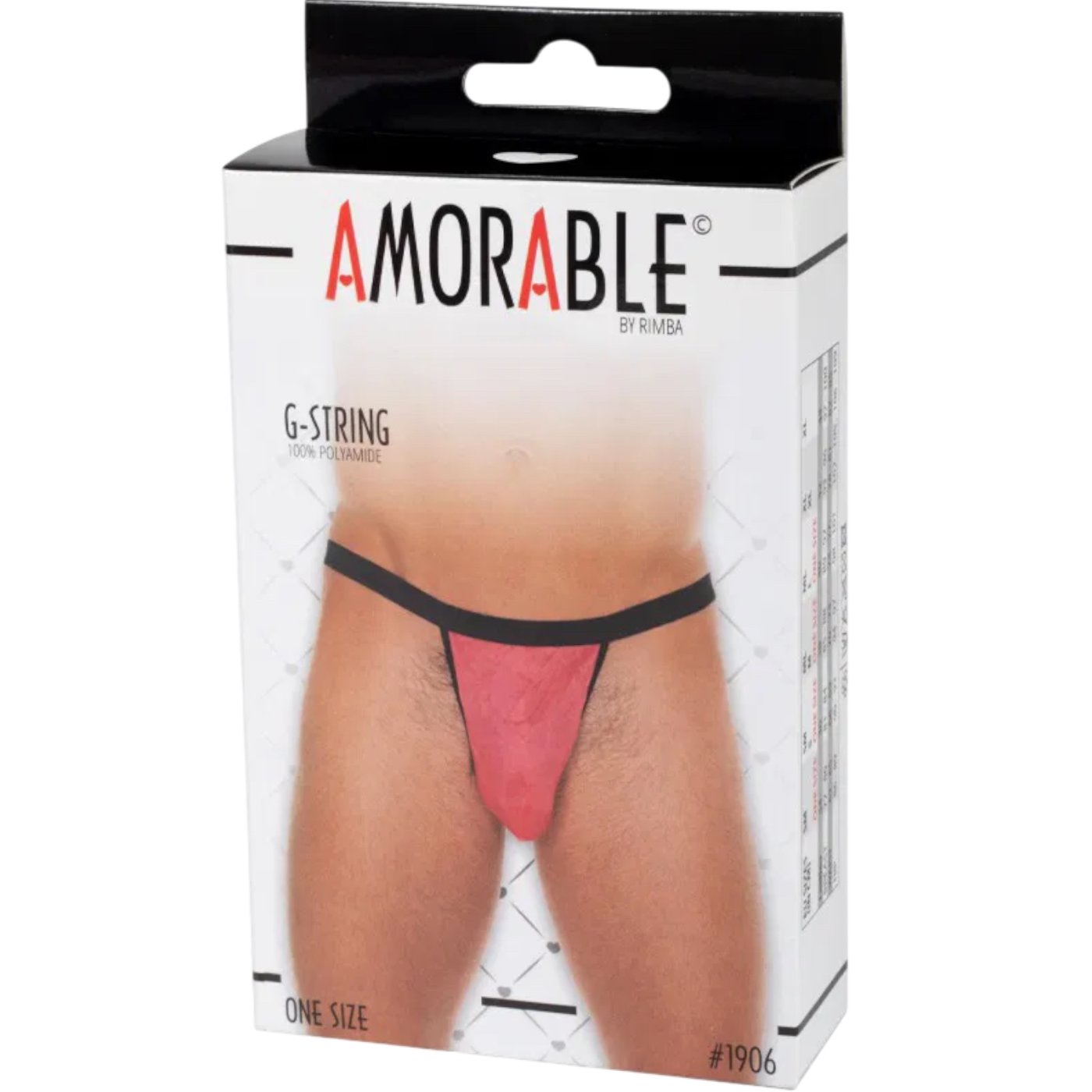 Rimba Mens Black G-String With Pink Pouch