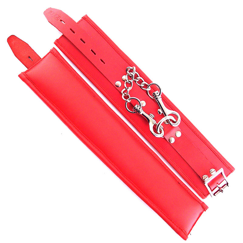 Rouge Garments Leather Padded Ankle Cuffs Red