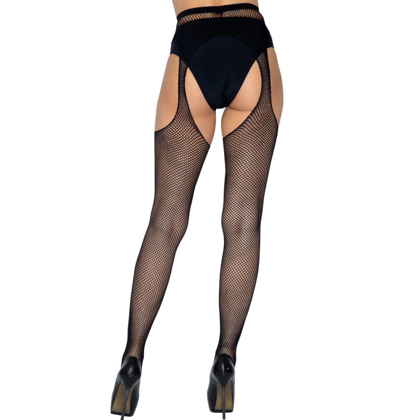 Leg Avenue Fishnet Suspender Pantyhose Black