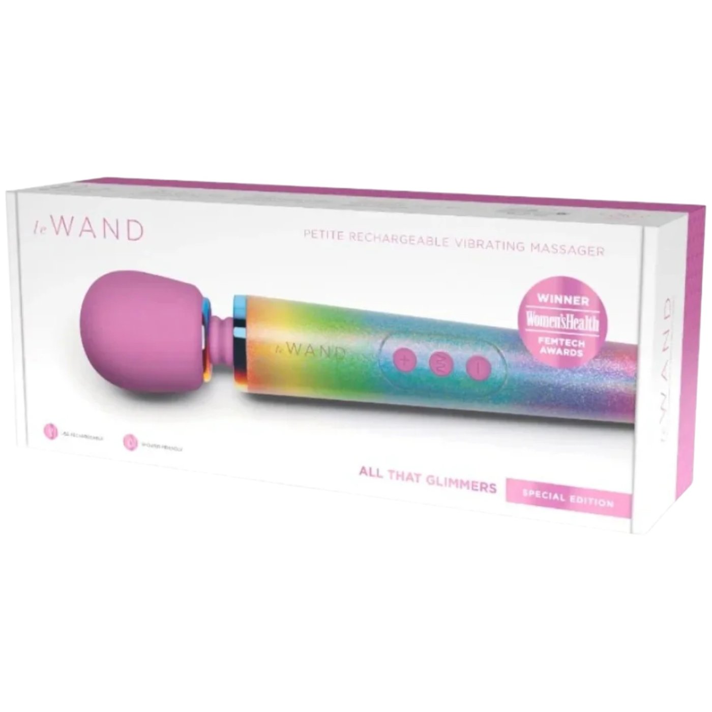 Le Wand Petite Mini Rechargeable Massage Wand Vibrator Rainbow Ombre