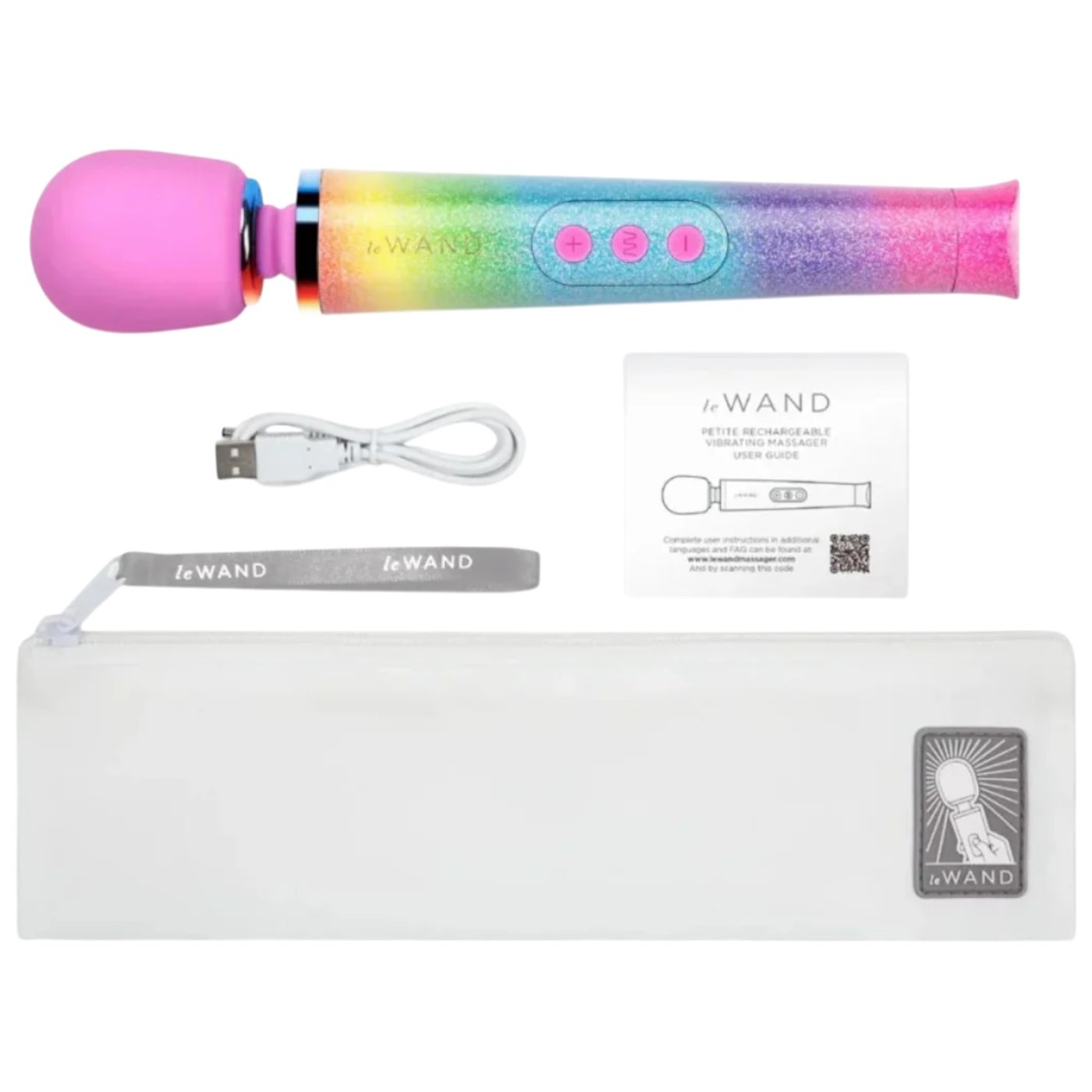 Le Wand Petite Mini Rechargeable Massage Wand Vibrator Rainbow Ombre