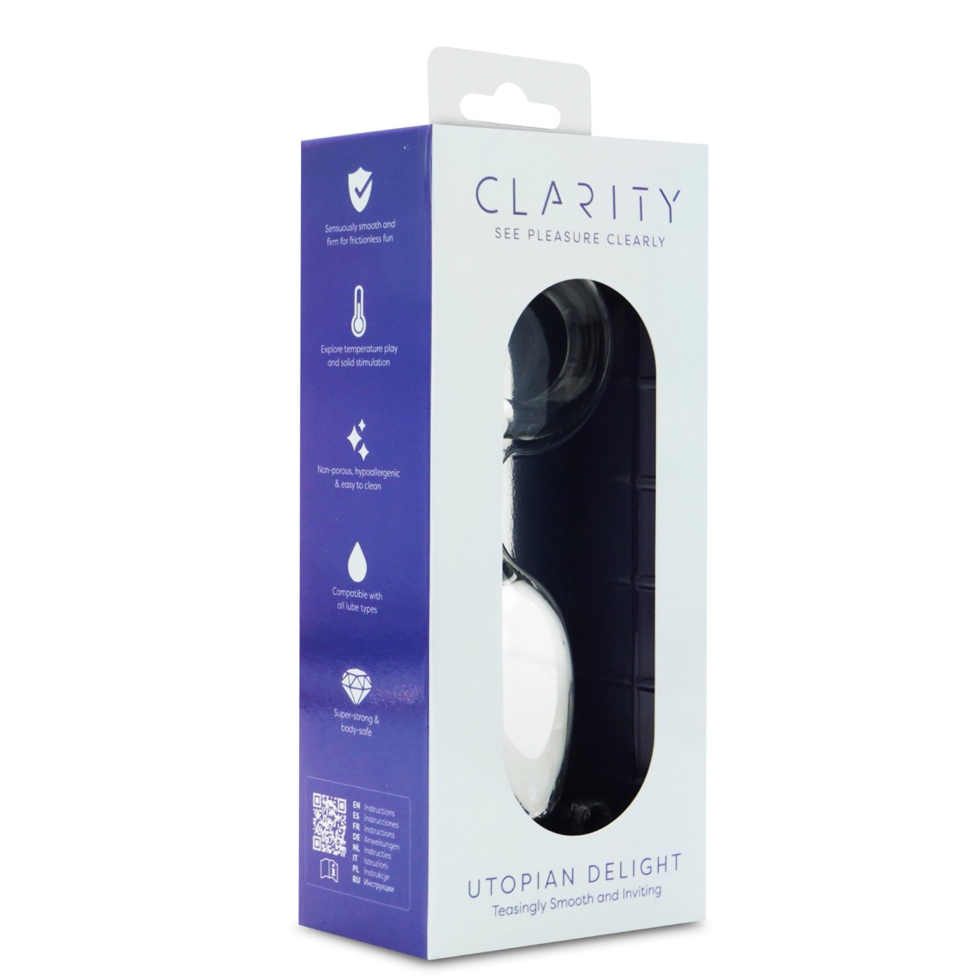 Clarity Utopian Delight Curved Glass Butt Plug 5.5 Inch