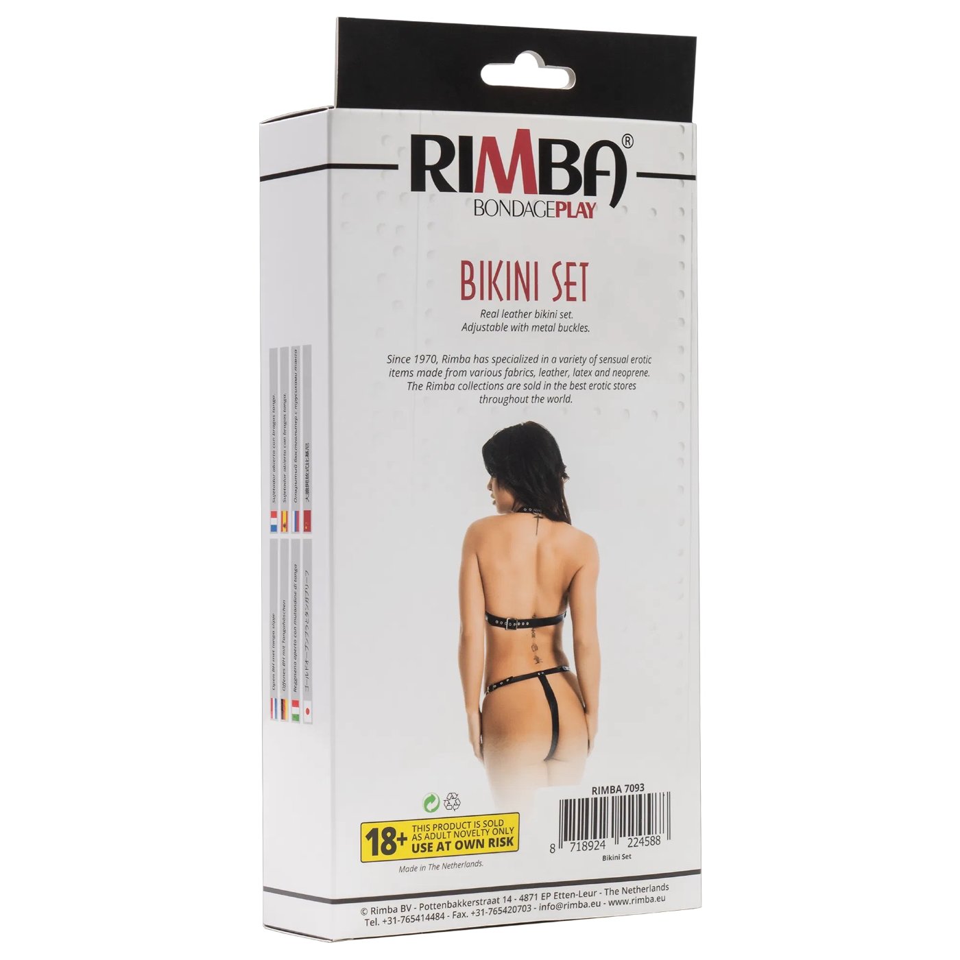 Rimba Leather Open-Cup Crotchless Bikini with Chain Detail