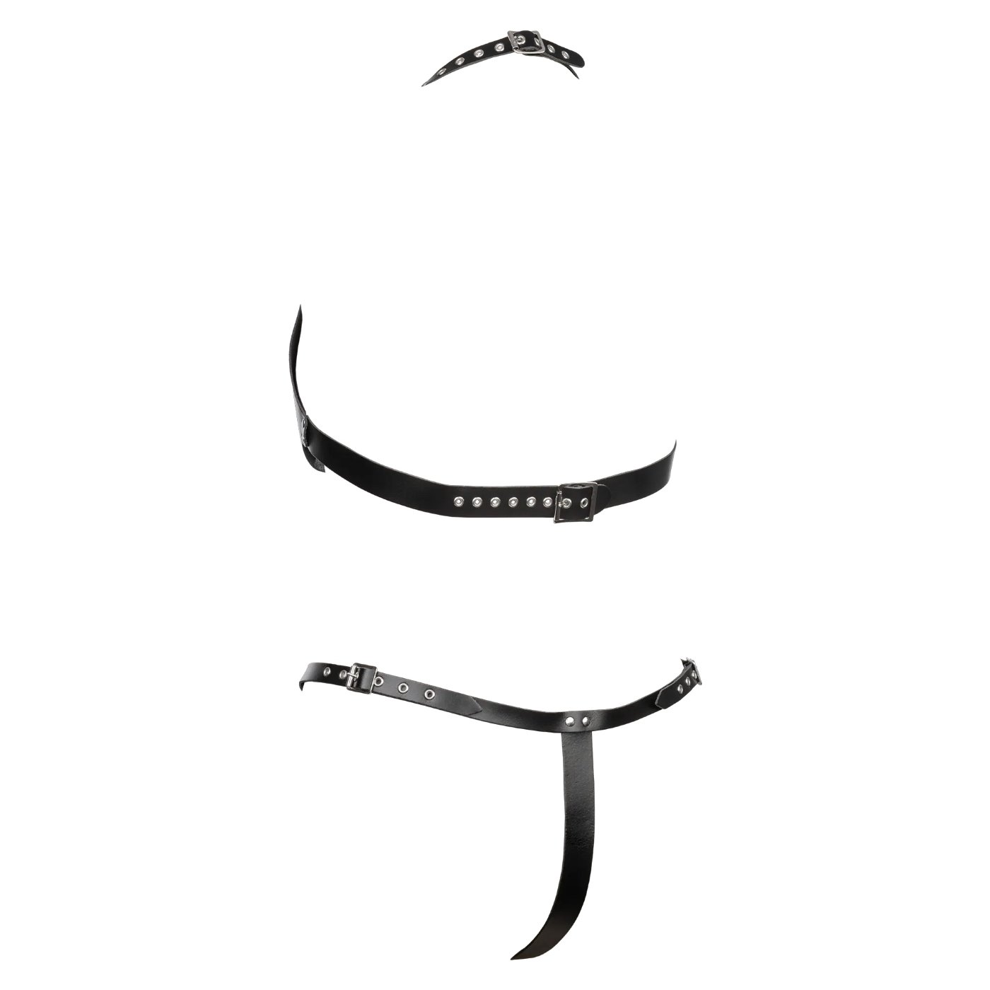 Rimba Leather Open-Cup Crotchless Bikini with Chain Detail