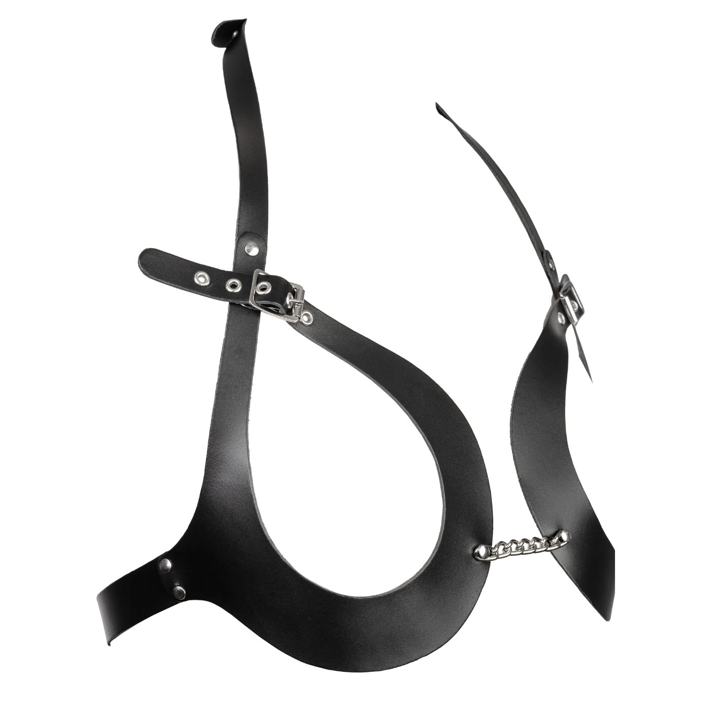 Rimba Leather Open-Cup Crotchless Bikini with Chain Detail