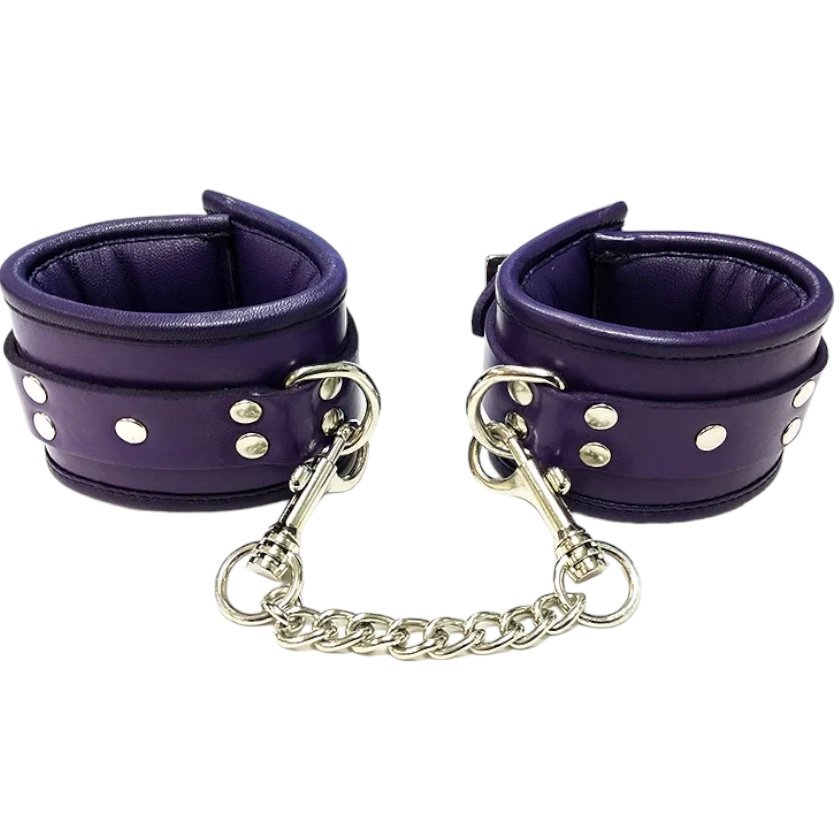 Rouge Garments Leather Padded Ankle Cuffs Purple