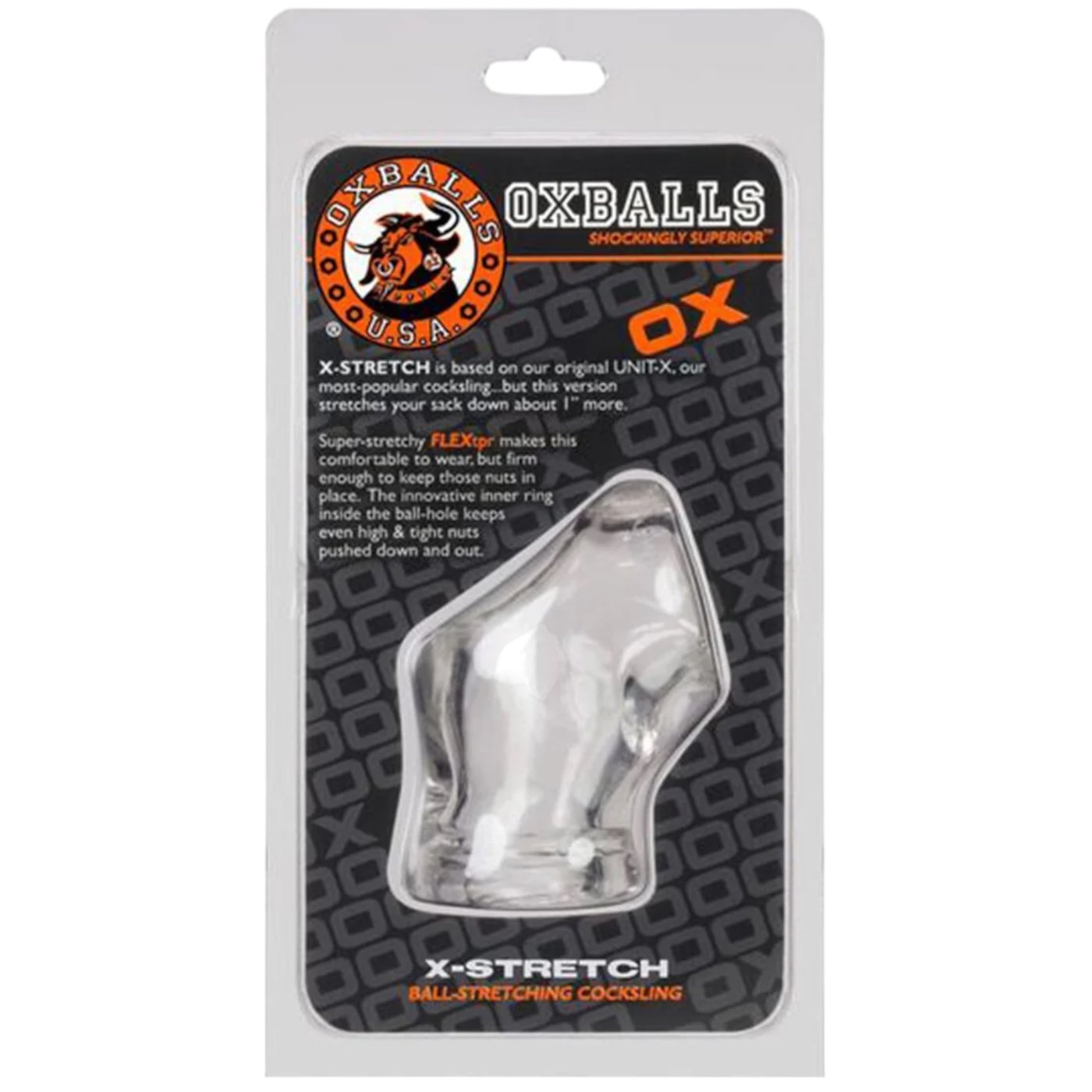 Oxballs Unit X Stretch Cock Ring And Ball Stretcher Clear