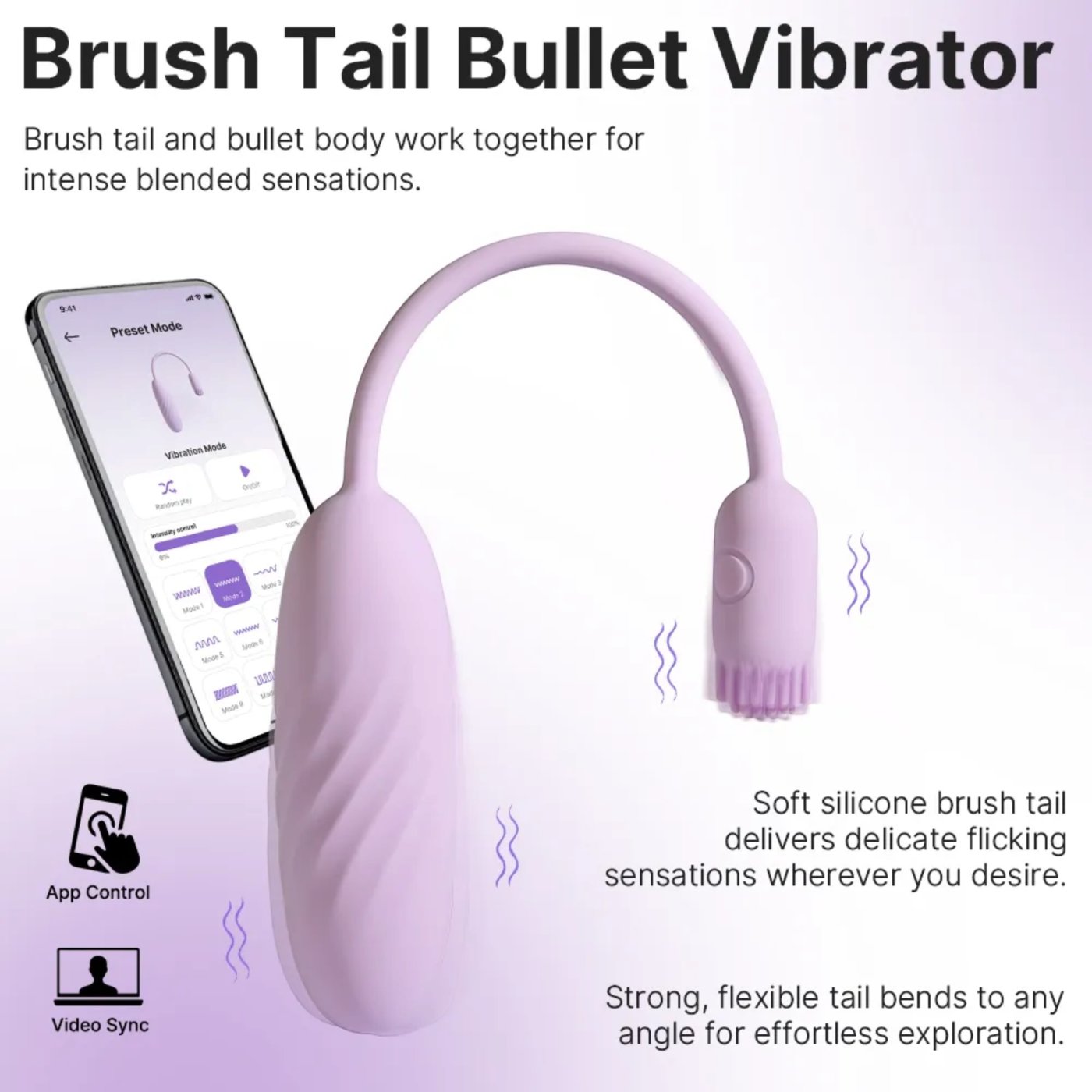 Svakom Plume App Controlled Flexible Brush Tail Bullet Vibrator