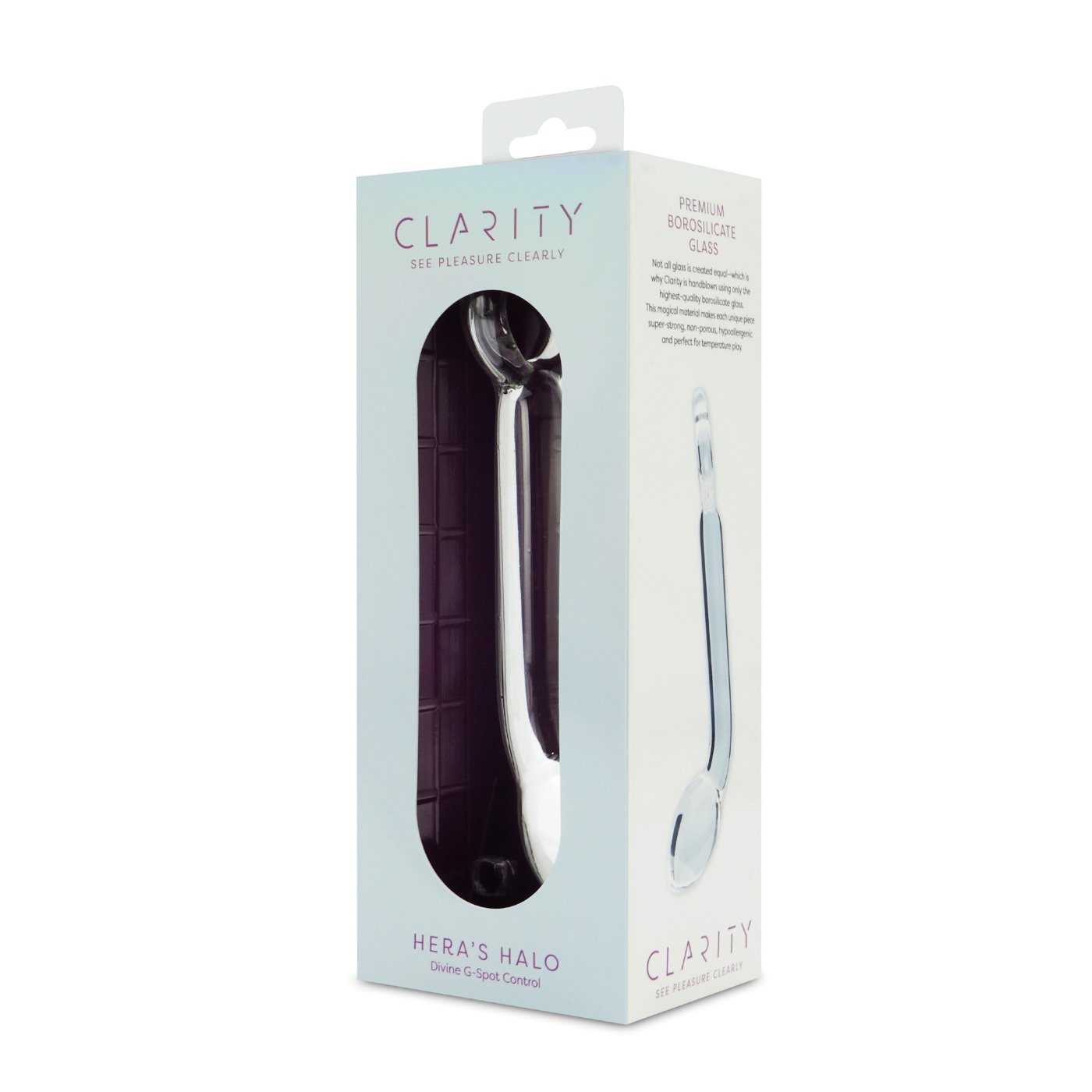 Clarity Hera's Halo G-Spot Glass Dildo with Ring Handle