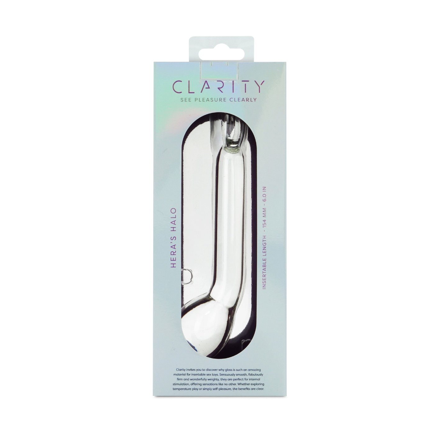 Clarity Hera's Halo G-Spot Glass Dildo with Ring Handle