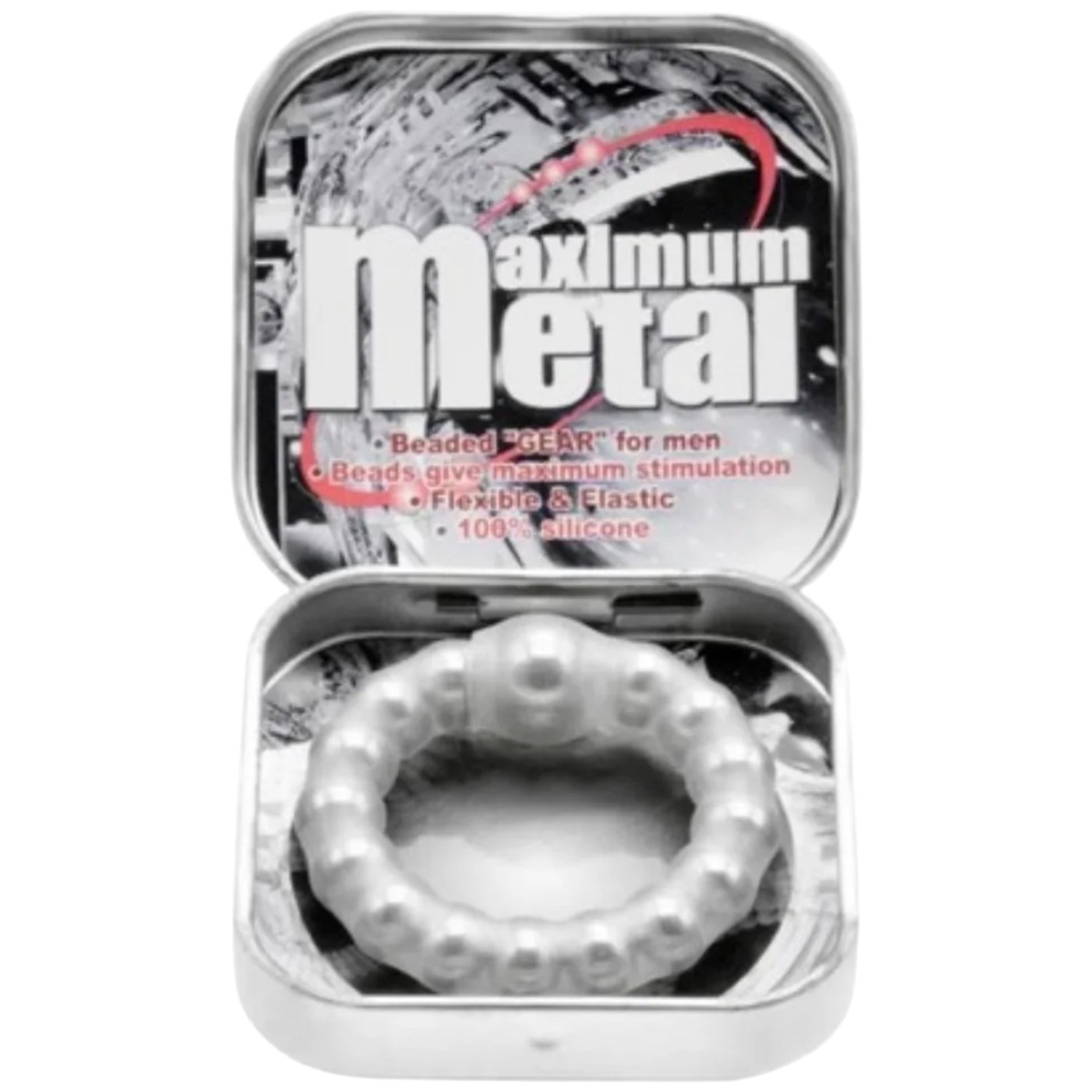NMC Maximum Metal 100% Silicone Beaded Cock Ring Silver