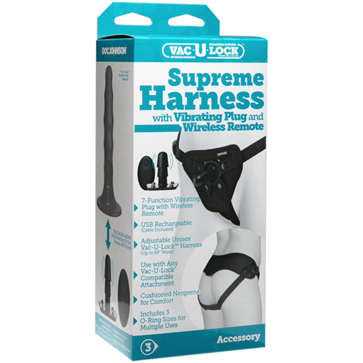 Vac-U-Lock Supreme Harness with Remote Controlled Vibrating Plug