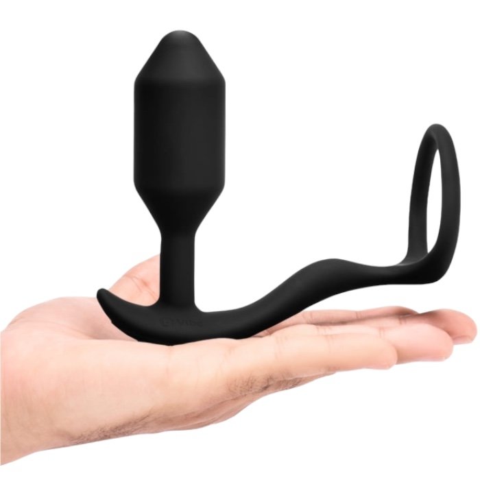 b-Vibe Vibrating Snug & Tug Medium Rechargeable Weighted Butt Plug & Penis Ring