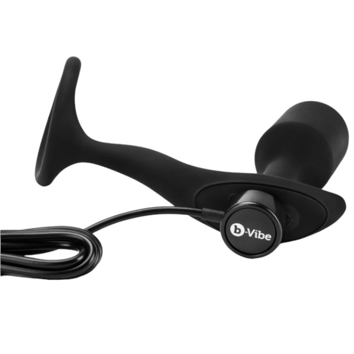 b-Vibe Vibrating Snug & Tug Medium Rechargeable Weighted Butt Plug & Penis Ring