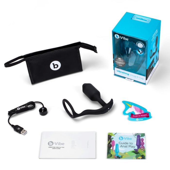 b-Vibe Vibrating Snug & Tug Medium Rechargeable Weighted Butt Plug & Penis Ring