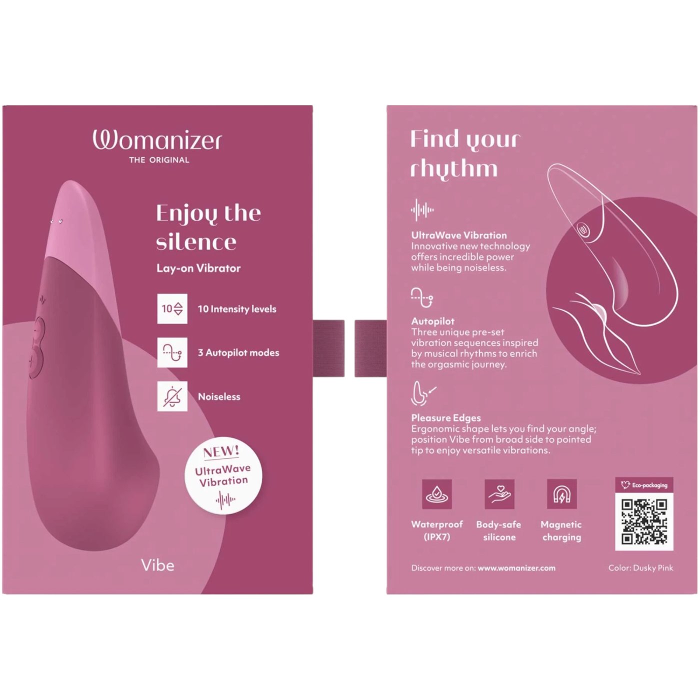 Womanizer Vibe Rechargeable Quiet Clitoral Vibrator Pink