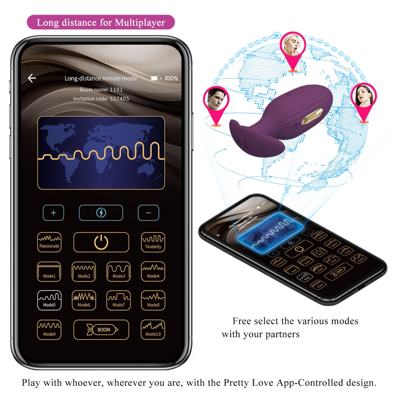 Pretty Love Jefferson Electro Stim App Controlled Vibrating Butt Plug