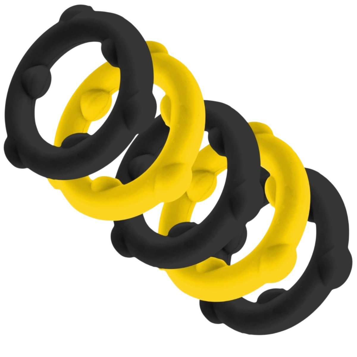 Oxballs Gearheads Mega-Stretch Liquid Silicone Cock Rings Yellow/Black (5-Pack)