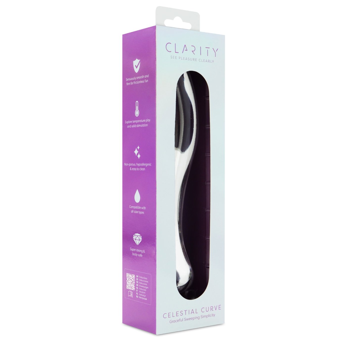 Clarity Celestial Curve Double-Ended Glass Dildo 7 Inch
