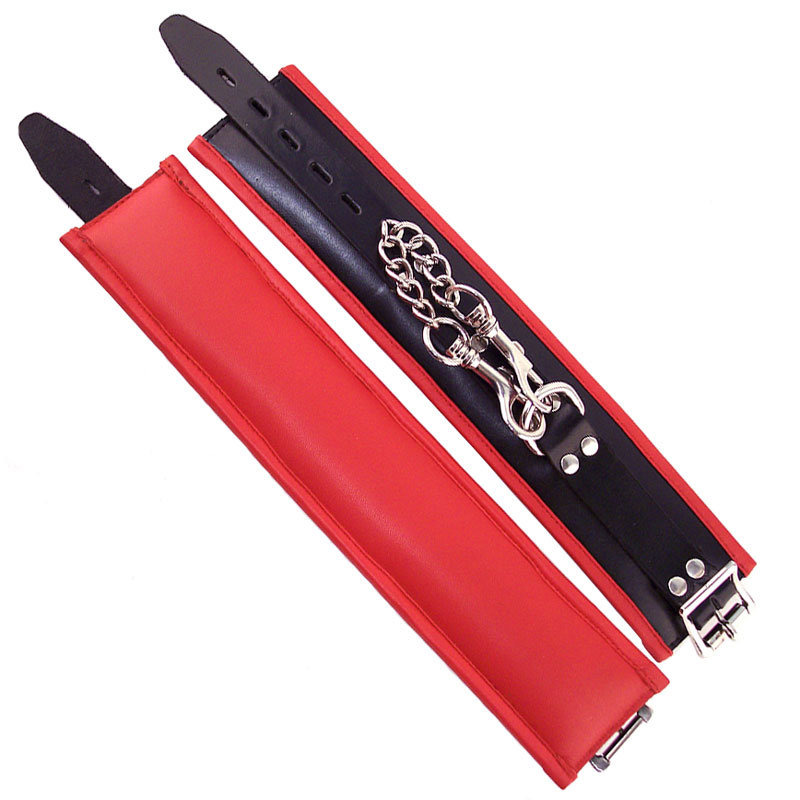 Rouge Garments Leather Padded Ankle Cuffs Black & Red