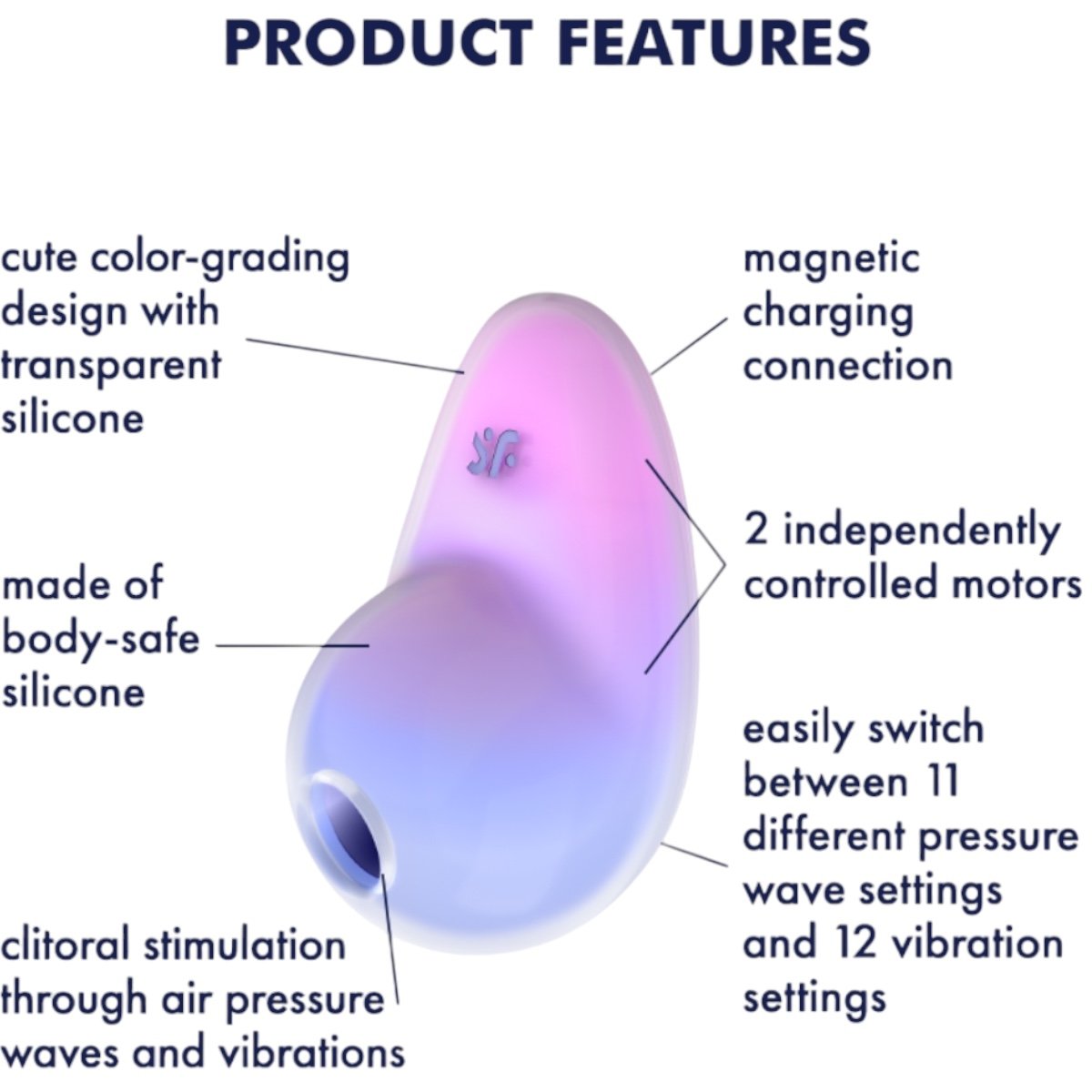Satisfyer Pixie Dust Double Air Pulse Clitoral Vibrator Lila-Pink