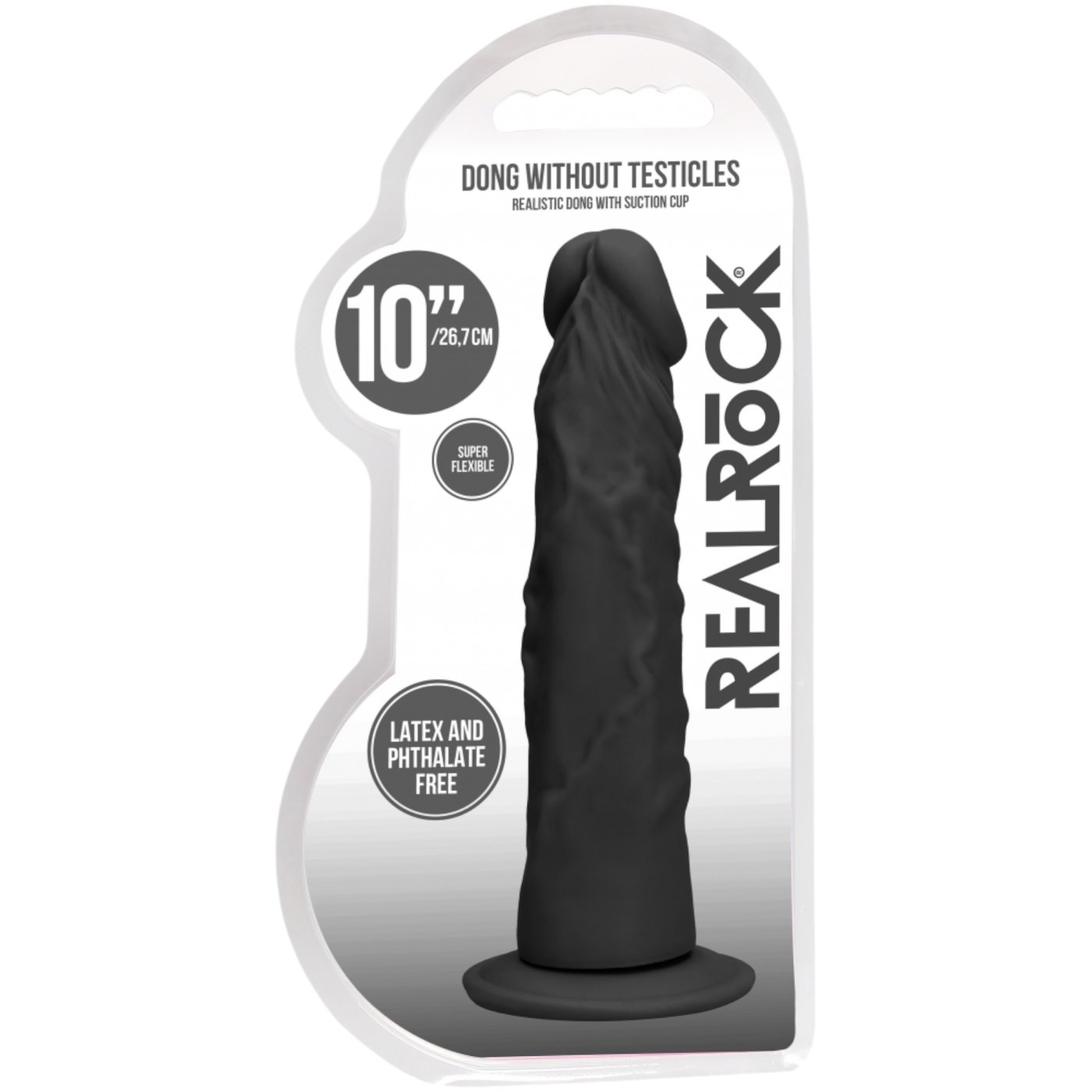 RealRock Realistic Dildo with Suction Cup Black 10 Inch