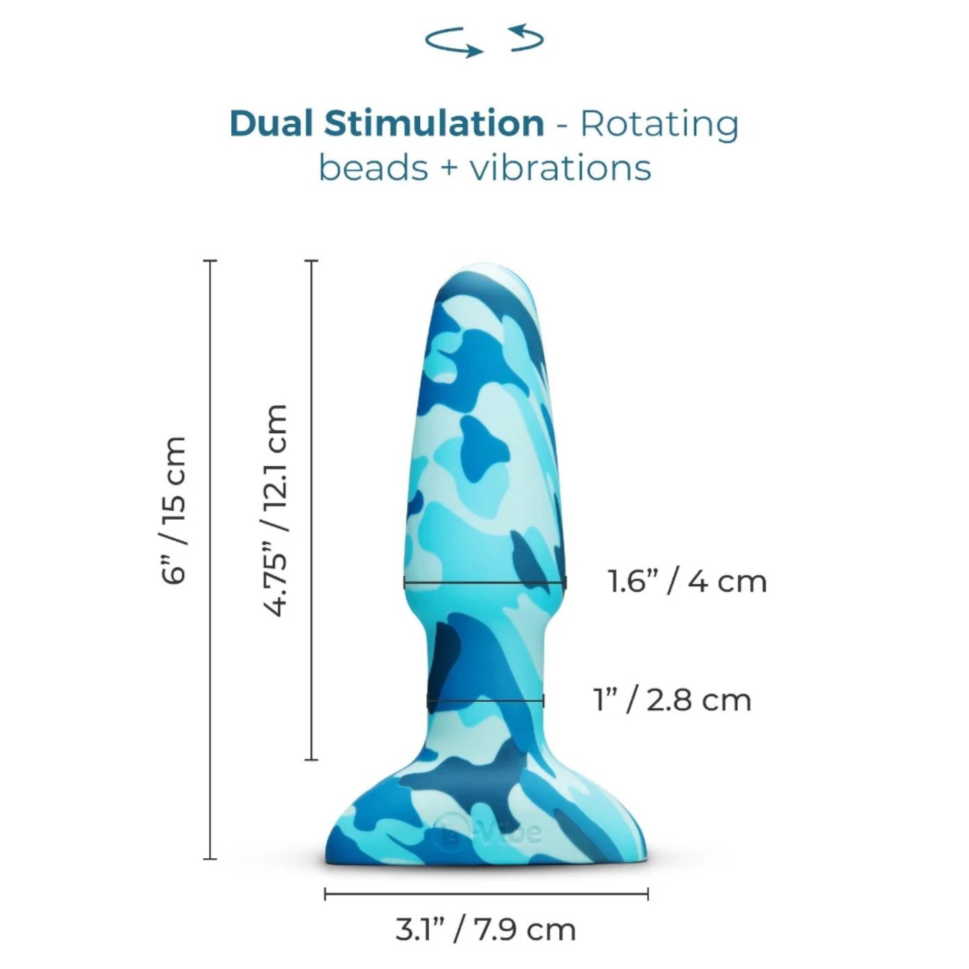 b-Vibe Camo Rimming Plug 2 Rechargeable Vibrating Butt Plug Large