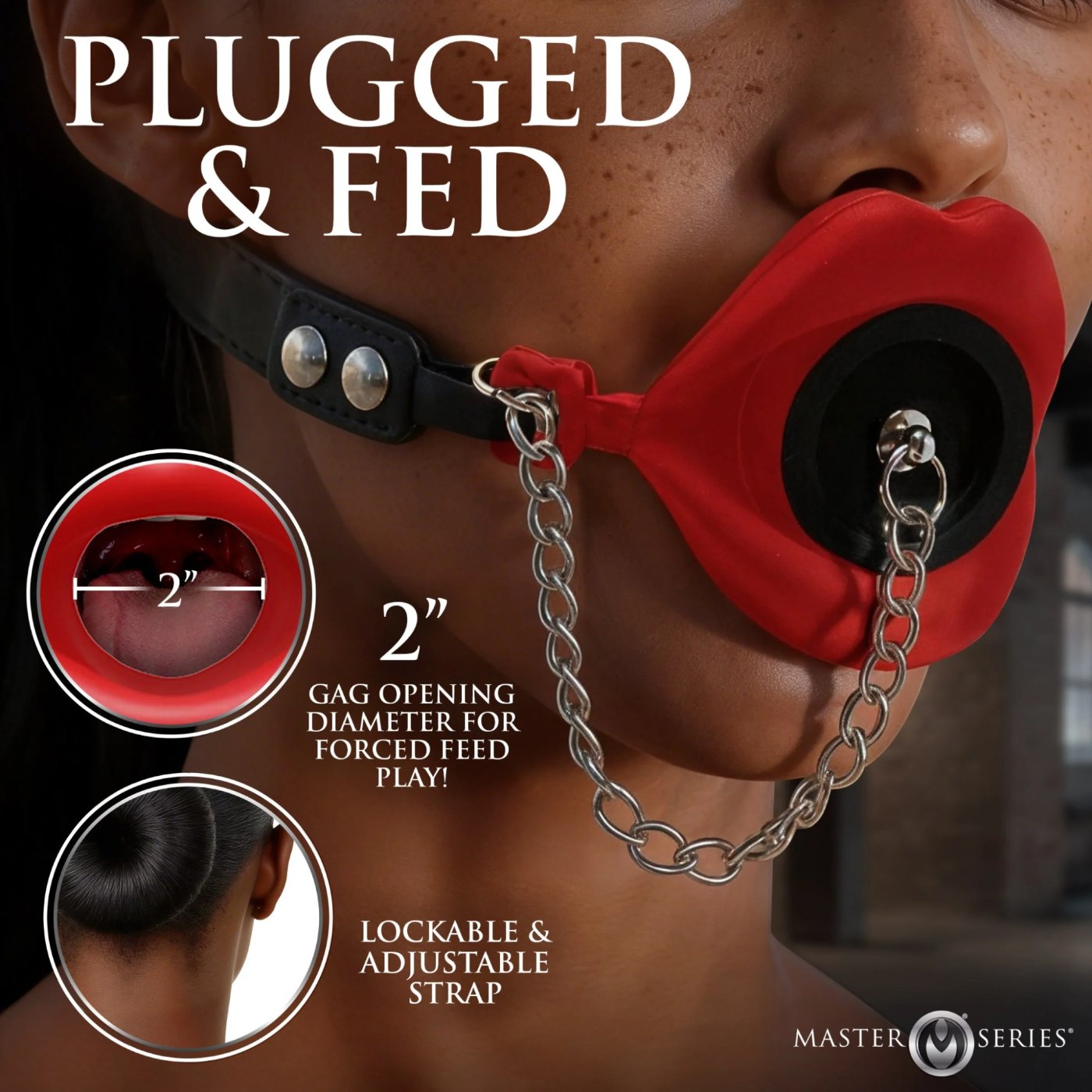 Master Series Plugged Silicone Feeding Gag Red