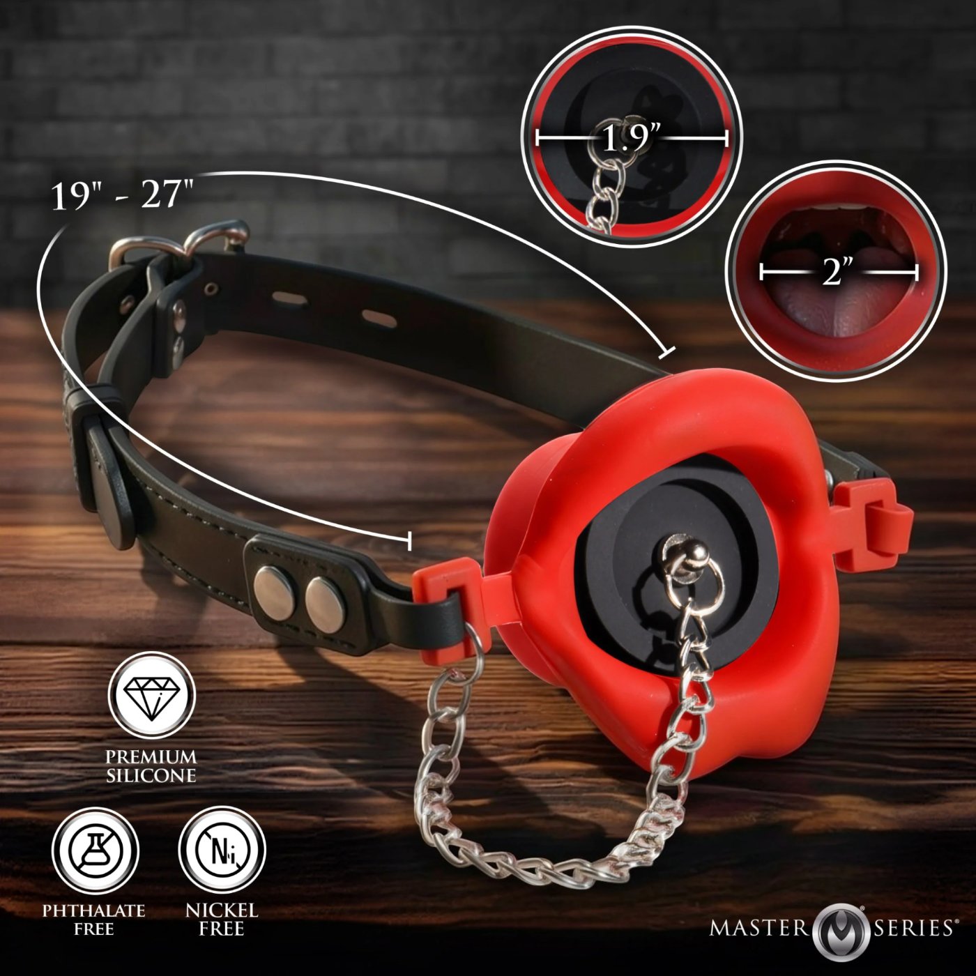 Master Series Plugged Silicone Feeding Gag Red