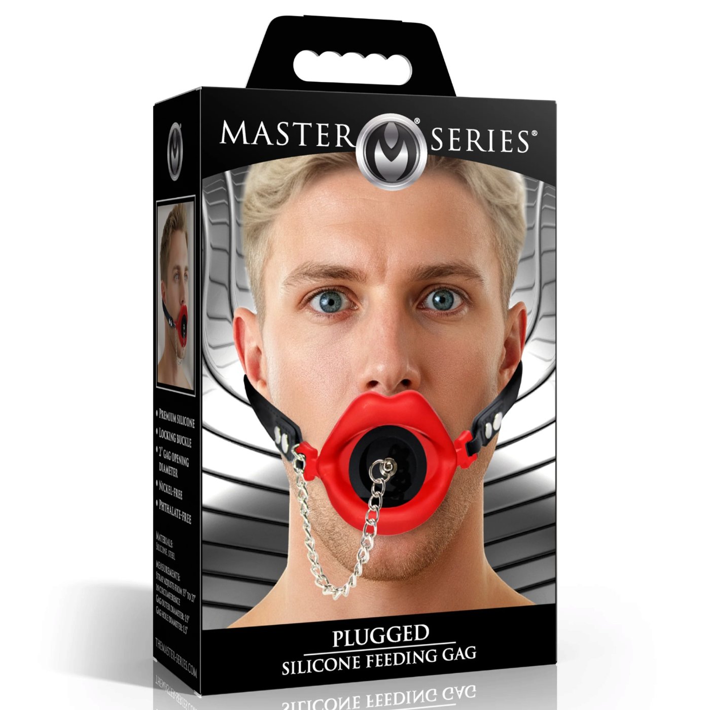 Master Series Plugged Silicone Feeding Gag Red