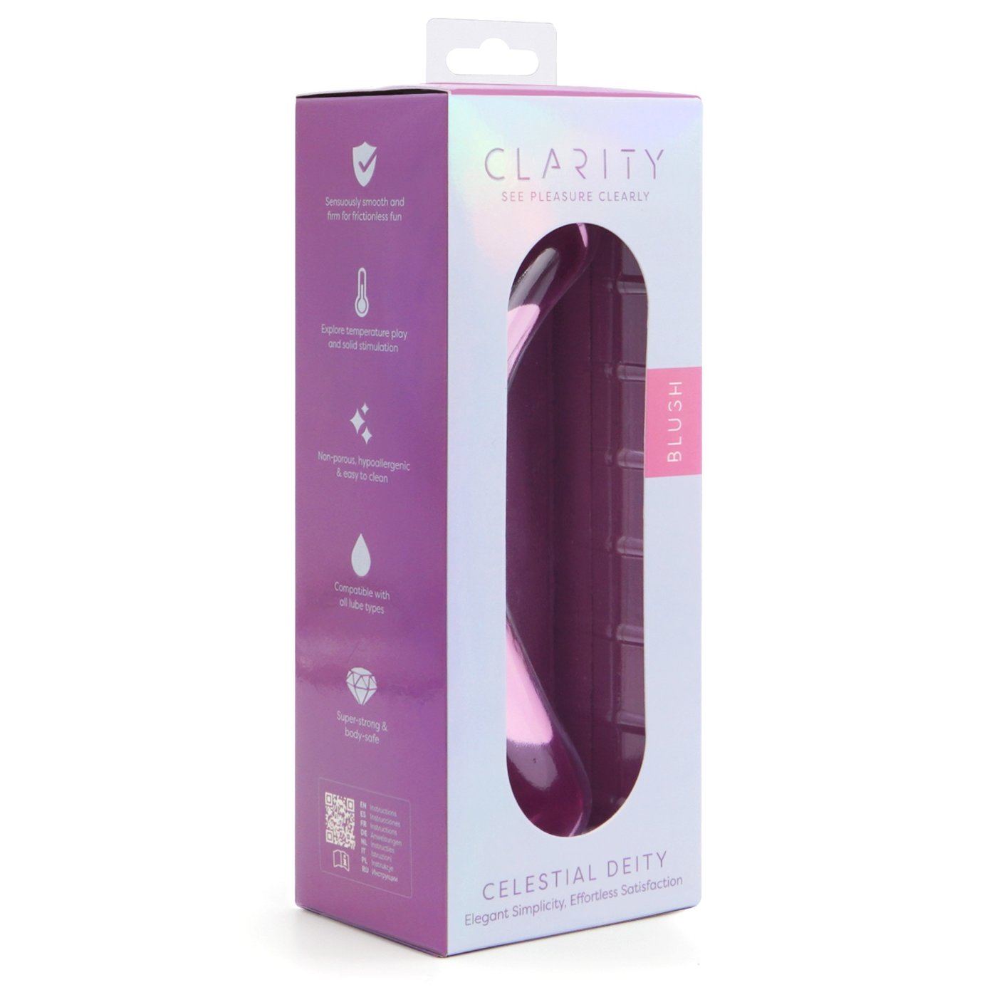 Clarity Celestial Deity Curved Glass Dildo Blush Pink