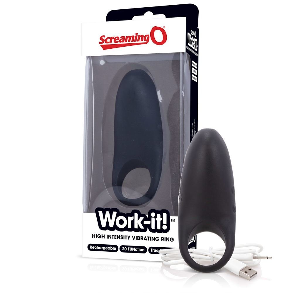 Screaming O Work-it! Rechargeable Vibrating Cock Ring Black