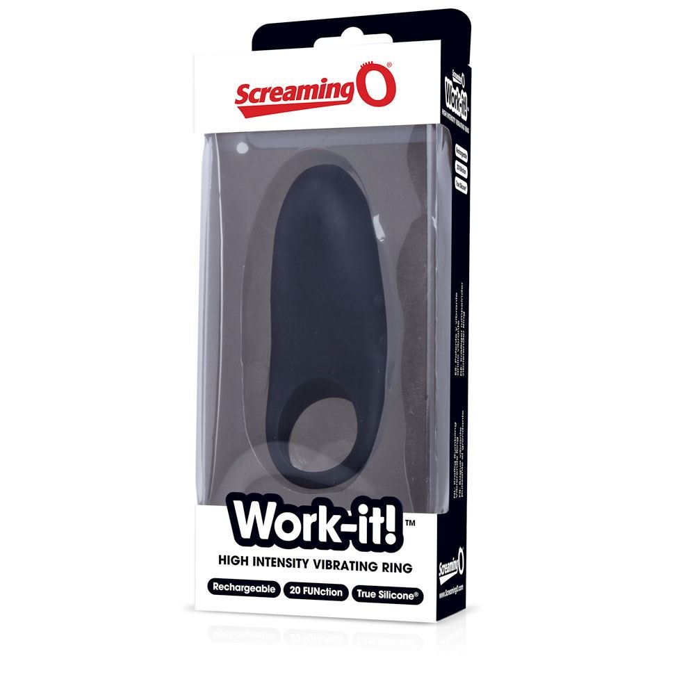 Screaming O Work-it! Rechargeable Vibrating Cock Ring Black