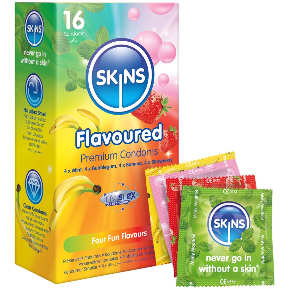 Skins Four Fun Flavours Condoms 16 Pack
