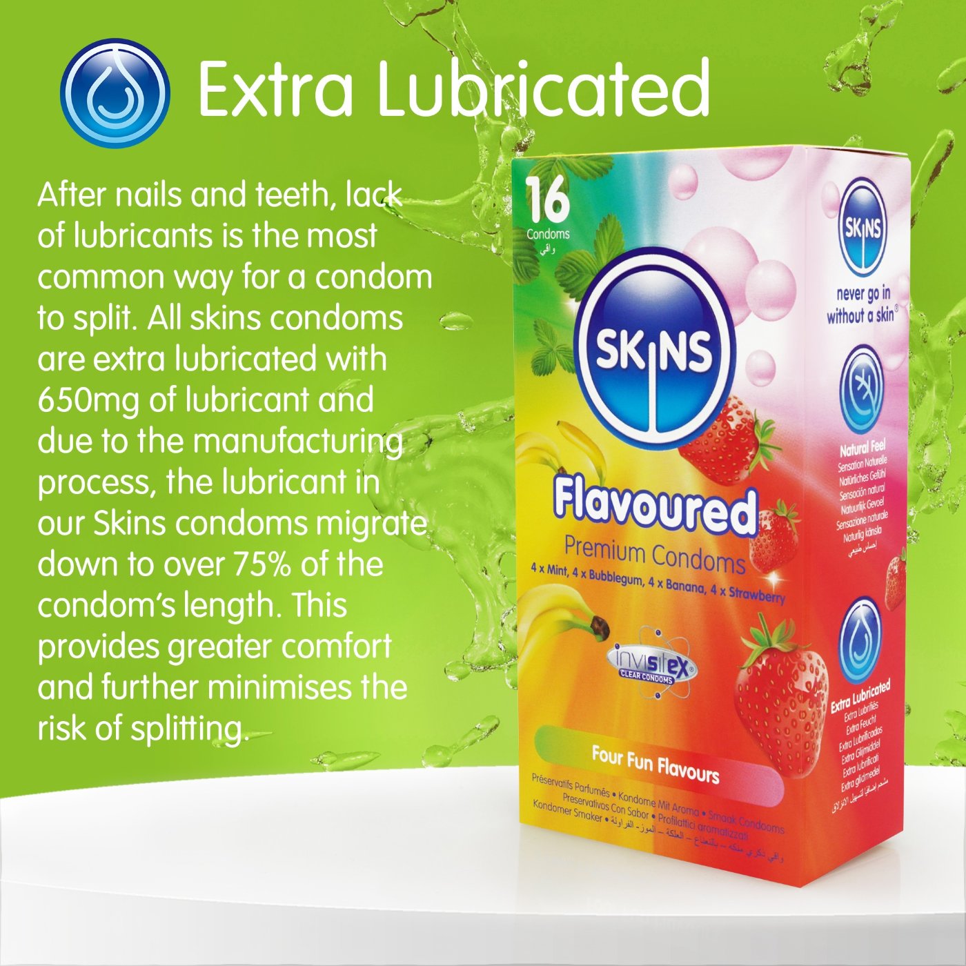 Skins Four Fun Flavours Condoms 16 Pack