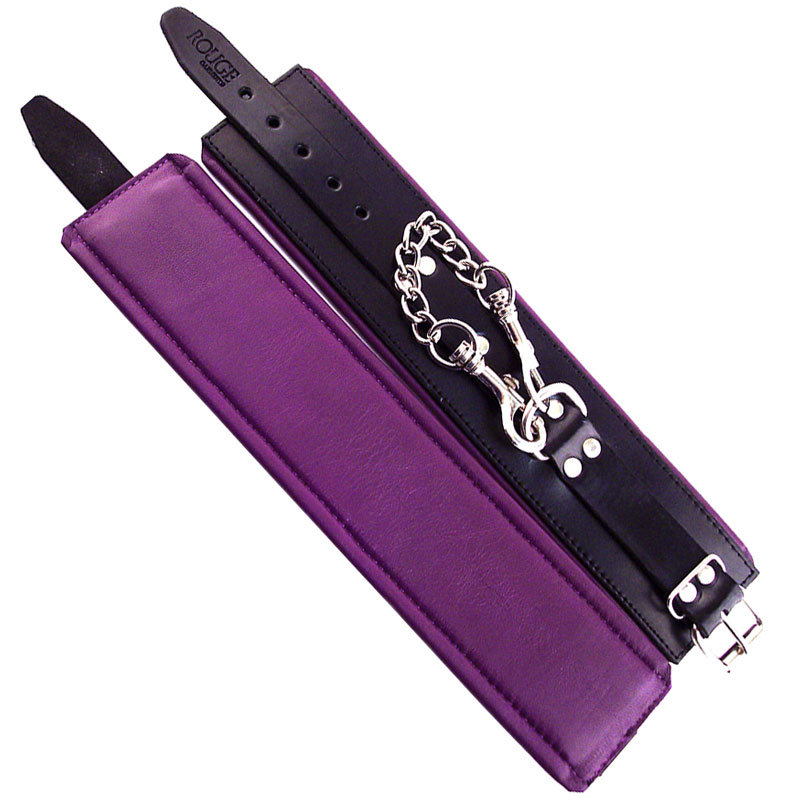 Rouge Garments Leather Padded Ankle Cuffs Black &amp; Purple 