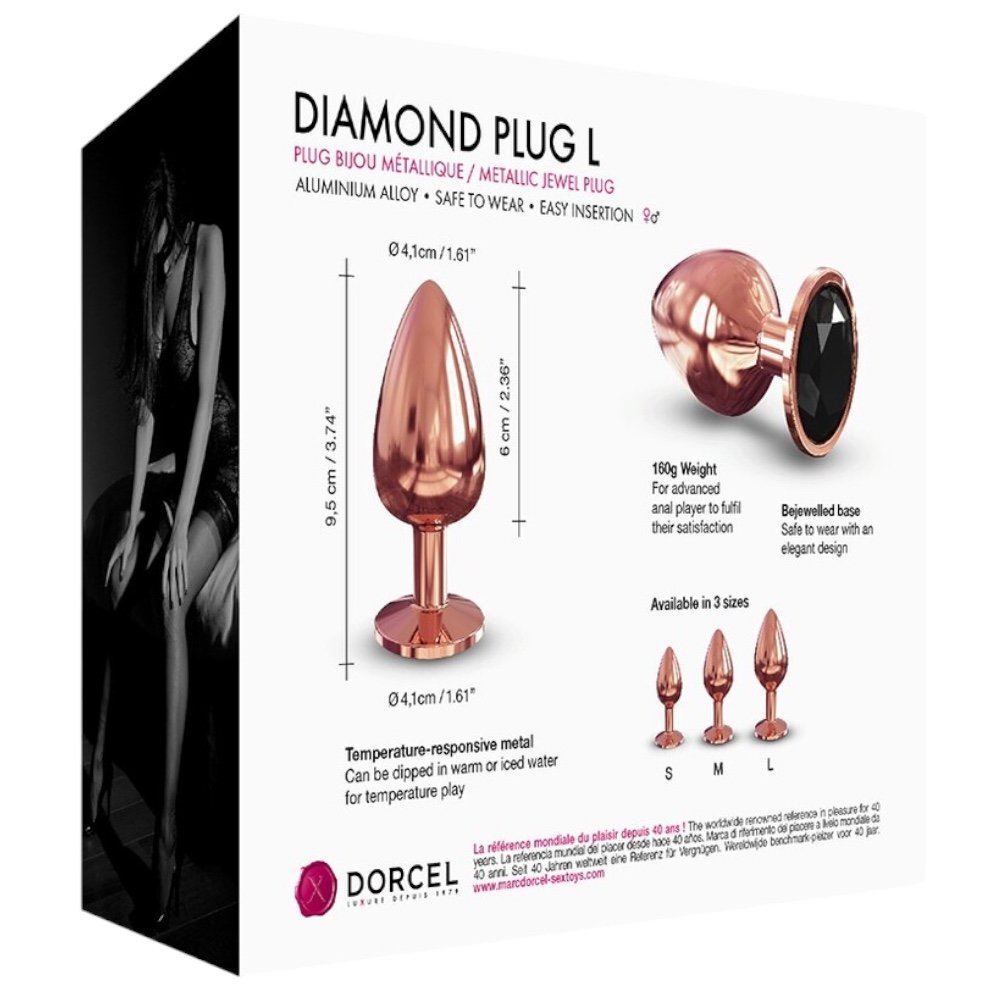 Dorcel Diamond Jewelled Rose Gold Metal Butt Plug Large