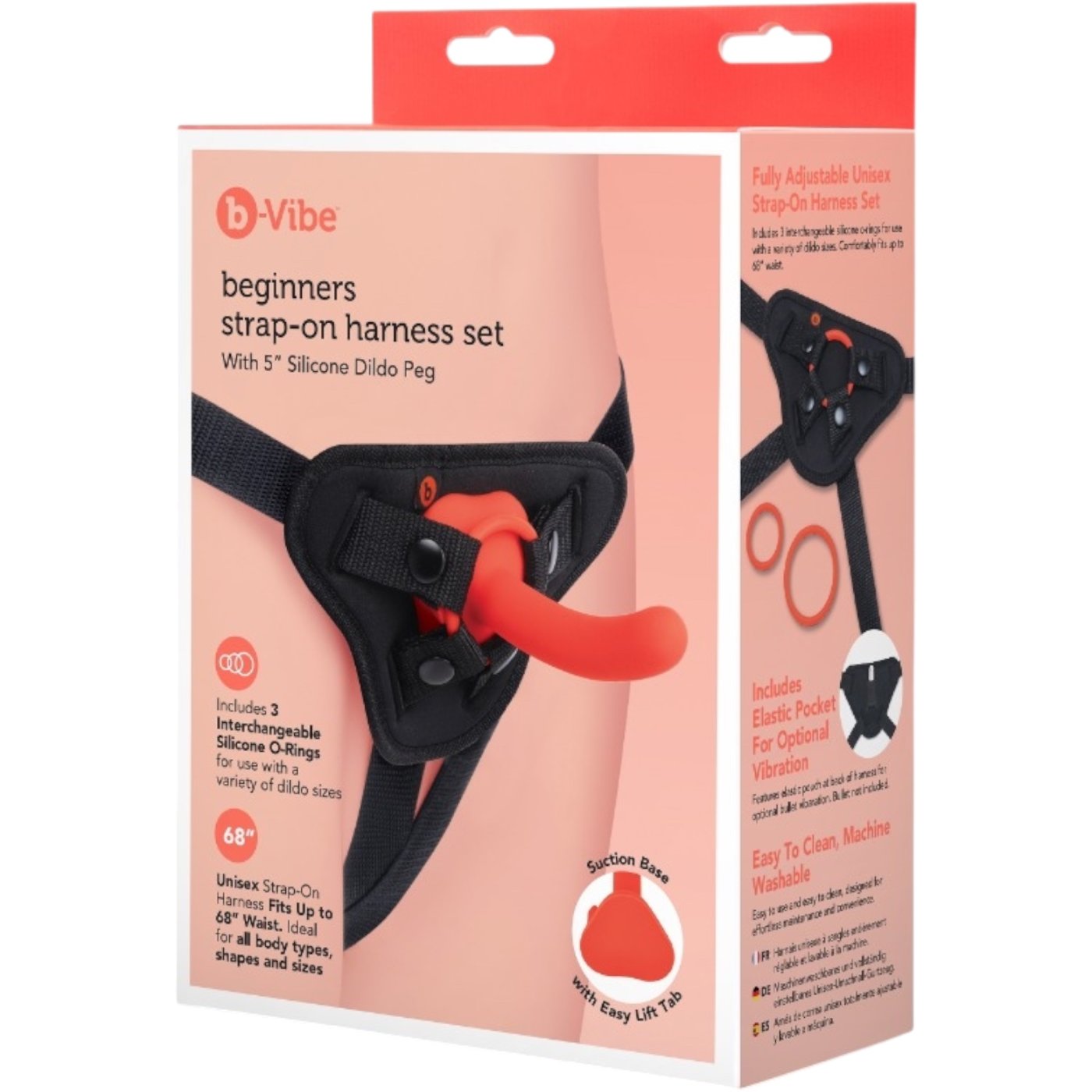 b-Vibe Beginners Strap-On Harness Set With 5 Inch Silicone Dildo Peg Red